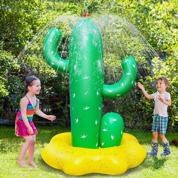 Giant Inflatable Cactus Sprinkler for Kids Ages 3+, 64" Large Outdoor Water Toy - Picture 2 of 7
